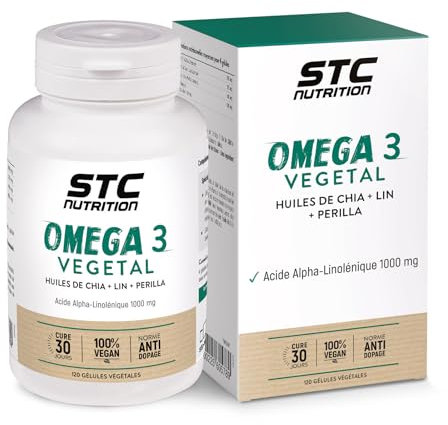 STC NUTRITION - Omega 3 VEGETAL - Complément Alimentaire aux Huiles Végétales - Lin, Chia & Perilla - Source d'Acides Gras Essentiels Végétaux - Soutien du Fonctionnement Cardio-Vasculaire - Cure 30j