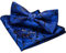 JEMYGINS Blau Paisley Fliege und Einstecktuch mit Manschettenknöpfe Sets für Herren (Blau2)
