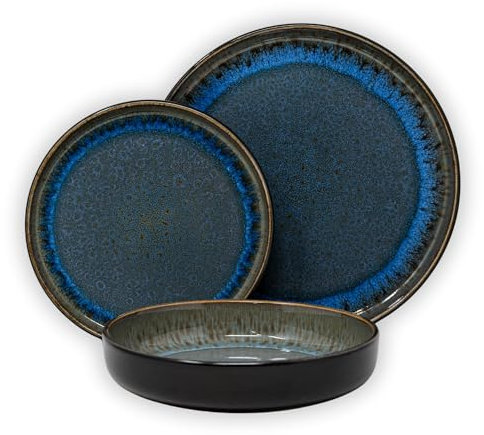 NAMAI - Servizio Piatti 6 Persone - Porcellana - Adatti In Lavastoviglie e Microonde - Servizio Piatti Moderni - Set Piatti 18 Pezzi - Piatti Moderni Particolari - Piatti Colorati (Set Piatti 18 pz)