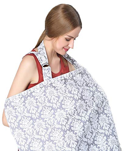 Breastfeeding Cover, Breathable Cotton Nursing Cover Scarf Breastfeeding Apron Shawl for Baby Car Seat Cover Baby Swaddle Blanket
