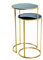 HAKU Möbel Lot de 2 Tables d'appoint Or, Noir, métal, Verre trempé - Dim.: H 50/60 cm x Ø 30/35 cm, Style: Glam