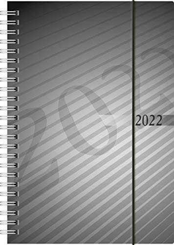 rido/idé 7021102902 Buchkalender futura 2, 2 Seiten = 1 Woche, 148 x 208 mm, PP-Einband anthrazit, Kalendarium 2022, Wire-O-Bindung