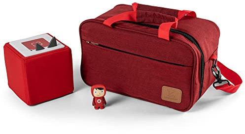 Liebeszeug® Tasche für Toniebox, 8 Hörfiguren, Kopfhörer, Ladegerät und Zubehör, auch Verwendbar als Transporttasche und Aufbewahrung Box (Rot)