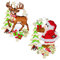 Plauener Spitze Fensterbild Weihnachtsmann und Hirsch 2er Set farbig 16 x 21 cm und 15 x 21 cm Fensterdeko Fensterschmuck Bilder Handarbeit Deko Fenster