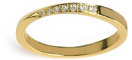 Elegant J. Box Women 7 Diamond Mobius Ring in Solid Gold 9K, 14K, & 18K, Diamond Mobius Band, Gold Engagement Ring, Wedding Band