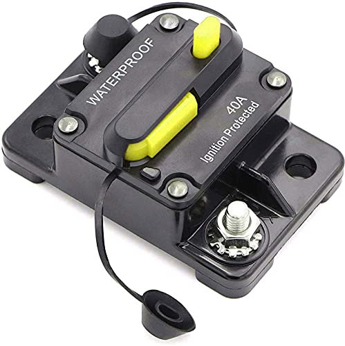 Interruttore automatico per auto, 30-300 A, 12 V-48 V CC, impermeabile, interruttore audio in linea con ripristino manuale, portafusibili, invertitore per auto, barche marine (40 A)