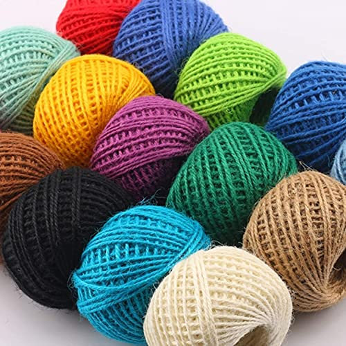ZHONGJIUYUAN Cuerda de yute de 16 colores – Cuerda fina de yute natural para embalaje de caja de regalo, decoración, jardinería
