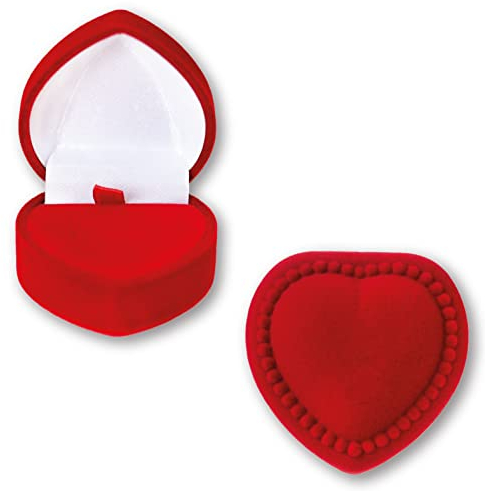 EYS JEWELRY Schmuck-Etui Herz für Ring Ohrstecker Samt rot Ring-Box Schachtel Schatulle Geschenk-Verpackung