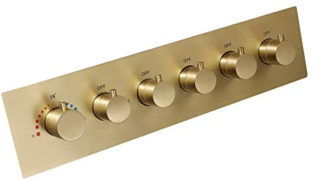 chicstyleme Unterputz Thermostatventil(6 Griffe 4 Funktionen) Temperaturregelventil Messing Unterputz Thermostatsteuerung,Thermostat-Duscharmatur Thermostat Wasserhahn Thermostatventil Golden