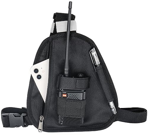 Universal Radio Chest Harness Tactical Vest Nylon Military Vest Chest Rig Pack Pouch Holster Tactical Harness Radio Holster for Motorola Baofeng 5RM UV-21R Two Way Radio Walkie Talkies