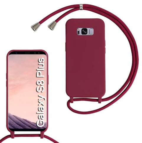 SLWYF Kompatibel mit Samsung Galaxy S8 Plus Hülle, Handykette Hülle Silikon Seil Necklace Handyhülle mit Kordel Tasche TPU Bumper Schutzhülle für Galaxy S8 Plus - Rot