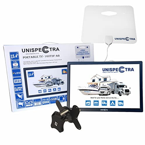Unispectra 16 TV 12V - 240V HD LED Digital DVB-T/T2 (Freeview) TV, FM Tuner, USB PVR & Media Player, HDMI, 3.5mm AV In/Out. Ideal for Home, MotorHome, Boat, Caravan, Camping or Truck