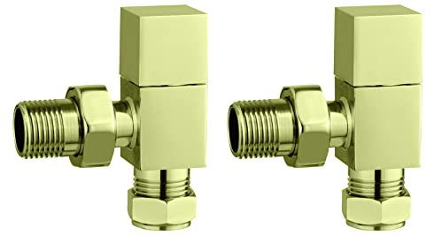 Keenware KRA-215 Midas Square Towel Rail & Radiator Angle Valves: Brushed Brass