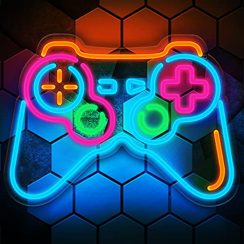 Eufrozy Neon Sign Insegne Gamepad Luminosa Luci LED Decorazioni Casa Camera da Letto USB Luce LED Scritte Neon Signs Decorazioni Parete per Sala Giochi Soggiorno Bar Feste Regalo per Ragazzi