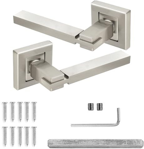 Decoranddecor Nexus Brushed Chrome Internal Door Handles – Aluminium Silver Handle Sets – Sleek and Durable Design for Bedrooms, Bathrooms, and Wooden Interior Doors