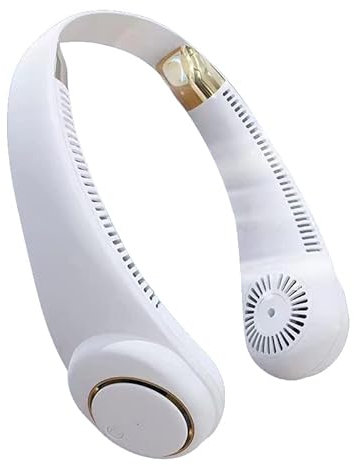 Portable Neck Fan,2023 Upgraded Rechargeable Bladeless Hanging Neck Fan with 360° Airflow 3 Speeds Adjustment,USB Rechargeable Neck Fan Cooling Fan For Sports Outdoor (Ice White 4000mAh)
