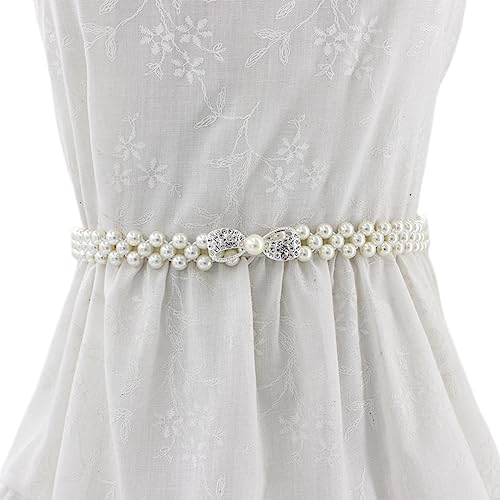 FAIRYGATE Damen Geflochtener Gürtel Perle für Frauen Kleider Taille Kette Kleid Dekoration, DA6513