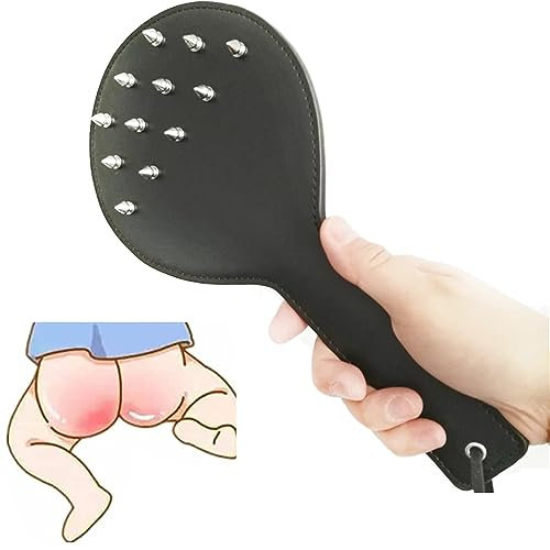 wcsaizpl Raquette Ronde/Fouet en Cuir avec Rivets pour Chevaux, Durable et Résistant, Unique Durabilité pour l'Usage Équestre, Noir