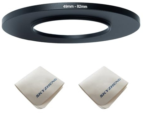 49 mm Objektiv auf 82 mm Kameraobjektiv-Adapter, 49 mm auf 82 mm, Step-Up-Ring-Adapterring für alle Marken von UV-ND CPL, mit Premium-Objektiv-Reinigungstuch, 2 Stück (49 mm-82 mm)
