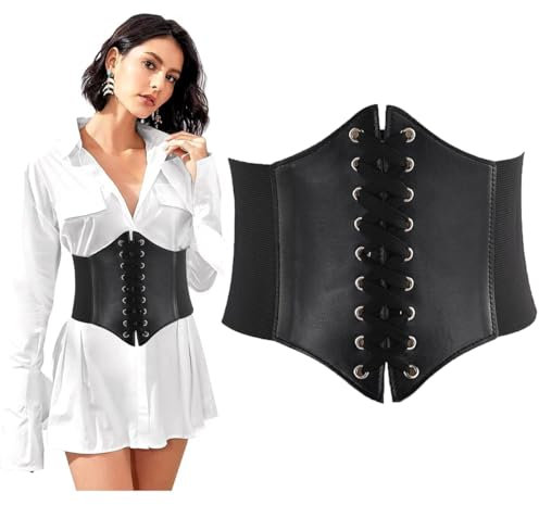 GANMFOYC Ceinture pour femmes larges Corset élastiques ceintures pour guêpes ceintures en cuir ceintures pour femmes robes Gothique Punk Rock Victorien Corset Serre Taille Ceinture