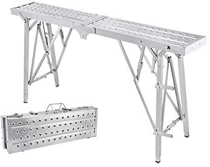 Mehrzweck-Aluminium-Klapptrittleiter, faltbar, leicht, Gerüstleiter/Silber/180 x 25 cm (Silber 140 x 25 cm)