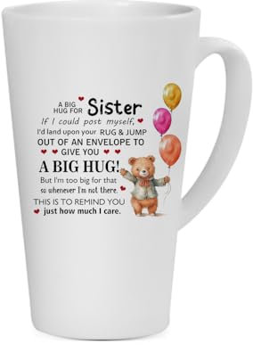 A Big Hug for Sister, Long Distance Relationship Gifts for Sister, Unique Latte Ceramic Mug. (17oz)