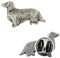 Art-Dog Épingle en Argent en Forme de Chien - Broche en Plaqué Argent - Accessoires Elégants pour Femmes et Hommes - Teckel III – 1,6x2,3x4cm