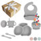 DIVERGIANA-Vajilla bebe silicona conejo-Plato bebe con ventosa libre de BPA 9 piezas-Vajilla infantil regalo-Plato ventosa bebe con vaso antiahogo 2 en 1-Vajilla silicona diseño divertido