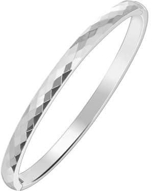MILAKOO 4mm Damen Armreif Edelstahl Schmuck Damenarmbänder Glatt Poliertes Ovales Armband Polygonale Reflektierende Oberfläche(Silber)