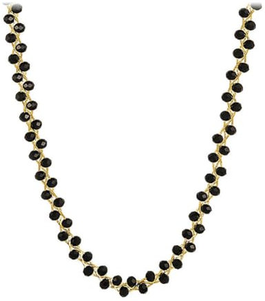 Aleasha 3mm Schwarze Perlenkette Faux Pearl Halskette Mehrreihige Perlenkette Zweireihige Damen Schmuck Geschenke 38 cm
