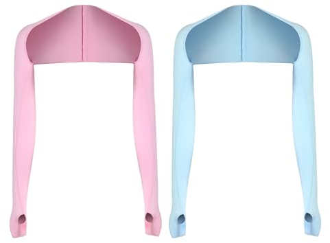 2 Piezas Proteccion Solar Manguitos para Chal de Enfriamiento Mangas Anti-uv de Enfriamiento Cómodos y Transpirables con Agujeros para Los Dedos para Los Deportes de Interior y Exterior(Rosa/Azul)