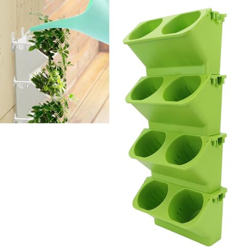 Self Watering Wall Planter with 8 Pots, Vertical Garden Planter Wall Mounted Hanging Planter Boxes for Indoor Outdoor Balcony Yards Home Decor(Light Green)