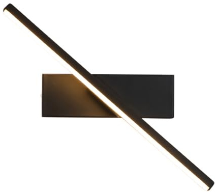 Applique Da Parete Interno LED 6W Bianco Caldo Luce Metallo Girevole Lampada Da Parete Moderno Decorazione Lampada A Muro Per Camera Da Letto Soggiorno Corridoio Scale, Faretto A Parete, Nero