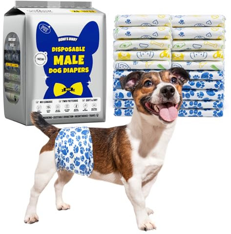 Dono Rüdenwindel, 60 Stück, Hundewindeln für Rüden, Windeln für Rüden in der Saison, Hunde Windeln Rüde mit Nässeindikator, super saugfähig, Inkontinenz, Reisen, XS, S, M, L