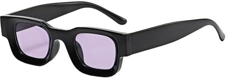 WDZAYXC Gafas de sol rectangulares polarizadas retro con marco cuadrado para mujer y hombre, protección UV 400, negro/lila