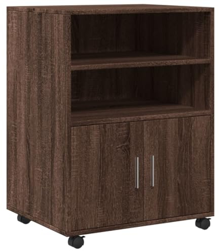 vidaXL Rollschrank, Büroschrank mit Stauraum, Aktenschrank für Wohnzimmer Büro, Bürocontainer Schrank Rollcontainer, Braun Eichen-Optik Holzwerkstoff