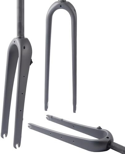 Nero Opaco, Dritto, Forcella Rigida in Fibra di Carbonio Gravel 700C Forcella Rigida per Bici da Strada in Fibra di Carbonio QR 9 mm Freno a Disco Perno Passante 1-1/8'' Tubo Dritto/Conico forcelle