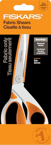 Fiskars RazorEdge Stoffschere, 22,9 cm, robuste Stoffschere mit ergonomischem SoftGrip-Griff, hochwertige Edelstahlklingen