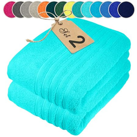 Lashuma Saunahandtuch Set Damen und Herren, London Sauna Liegetuch 80x200 cm, XXL Handtuch Türkis