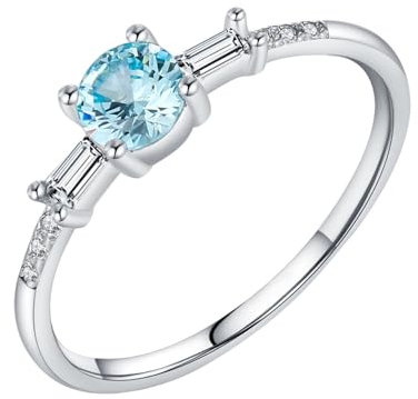 Whoiy Verlobungsring 375 Weissgold Elegant, Damen Hochzeit Ringe 9K Echt Gold Topas Trauringe für Frauen Gr. 48 (15.3)