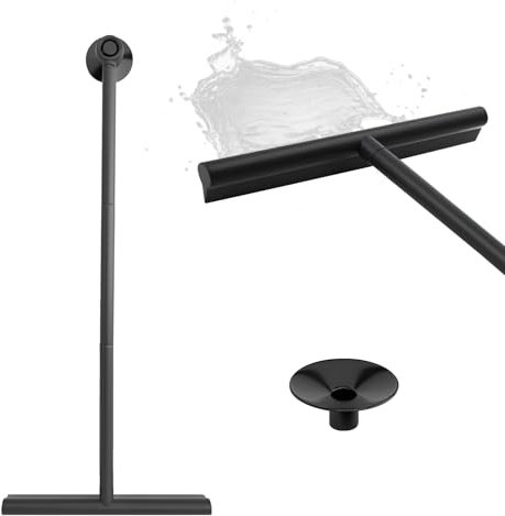 Rasqueta Limpiacristales para Ducha, Rasqueta Limpiacristales, Limpiador de Ducha Ajustable Negro con Mango Largo, Limpiador de Vidrio, para Ventanas, Espejos, Ventanas de Coche, Vidrio, Azulejo