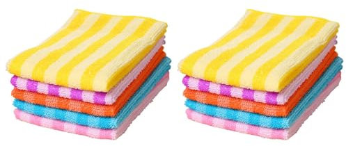 10 Stück Küchenhandtuch Putzlappen Reinigungstuch Staubwedel Tuch Reinigungstuch Streifen Schwammtuch Küche (Pink, One Size)