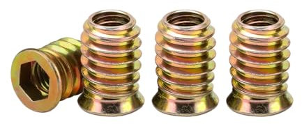 Drenky M5 Insert Fileté Bois, 40 Pièces écrous à Visser M5 X 15mm Manchons à Visser Galvanisés écrou Hexagonal Fileté pour Meubles en Bois