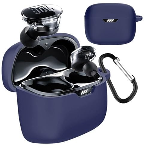 TOORQR Kompatibel mit JBL Tune Beam/JBL Tune 245NC TWS Hülle Kopfhörer Case,Schützende Flüssig Silikon Hülle für Tune Beam Cover,Front-LED Sichtbar, Kratzfest,Leicht zu Reinigen (Mitternachtsblau)