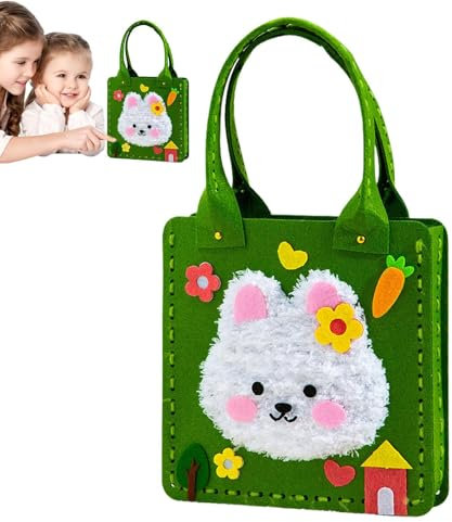 Handgefertigtes Taschenset für Kinder, handgefertigtes Taschen-Set für Kinder, bunte Cartoon-Tasche, leichtes Nähset, Bastelzubehör