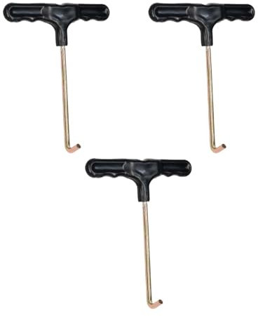 JIEHU 3 Pcs Trampoline Spring Tool, Trampoline Parts T-Hook Puller, Trampolines Tool Accessories for Spring Installation Disassembling (Black)