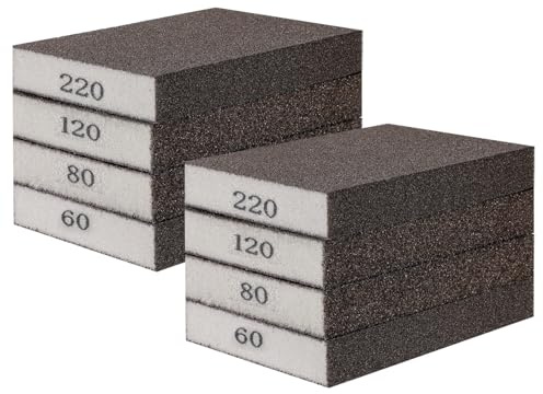 Schleifschwamm 8 Stück Schleifklotz Schmirgelpapier Holz 60/80/120/220 Körnung Schleifschwamm Holz Schleifpad Sanding Blocks Schleifschwämme Schleifpads für Metall Wandschaum Trockenbau