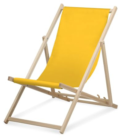 druck.de Liegestuhl einfarbig gelb klappbar Buchenholz - 3fach verstellbar | Liegestuhl, Buchenholz, 3fach verstellbar, bis 95kg belastbar, Gelb