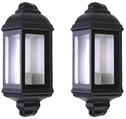 Set of 2 Parkins - Black Outdoor Half Lantern Wall Lights