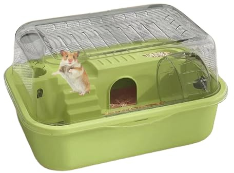 Kleintierkäfig – 2-lagiger transparenter Kleintier-Lebensraum mit Laufrad | leises Laufrad | interaktive Hamstervilla für Chinchilla-Rennmäuse, Eichhörnchen, Ruhen und Spielen